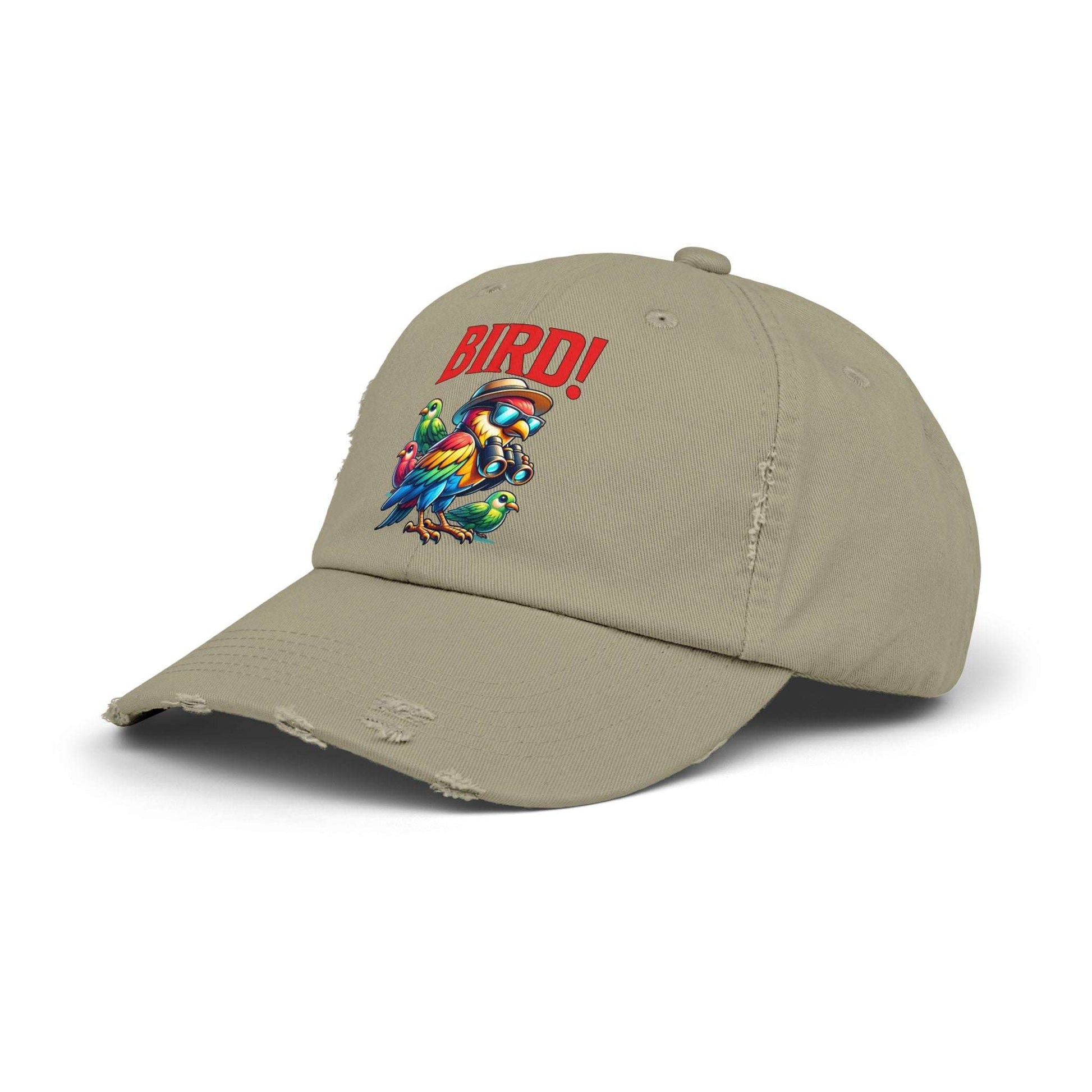 The Nerdy Birder BIRD! Vintage Style Hat - Unisex Distressed Cap
