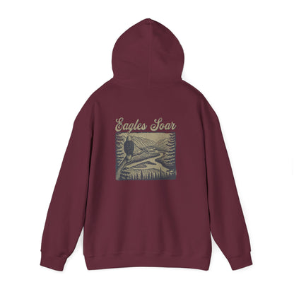 The Nerdy Birder - Eagle Soars Back Design Unisex Hoodie - Cozy Sweatshirt for Nature Lovers