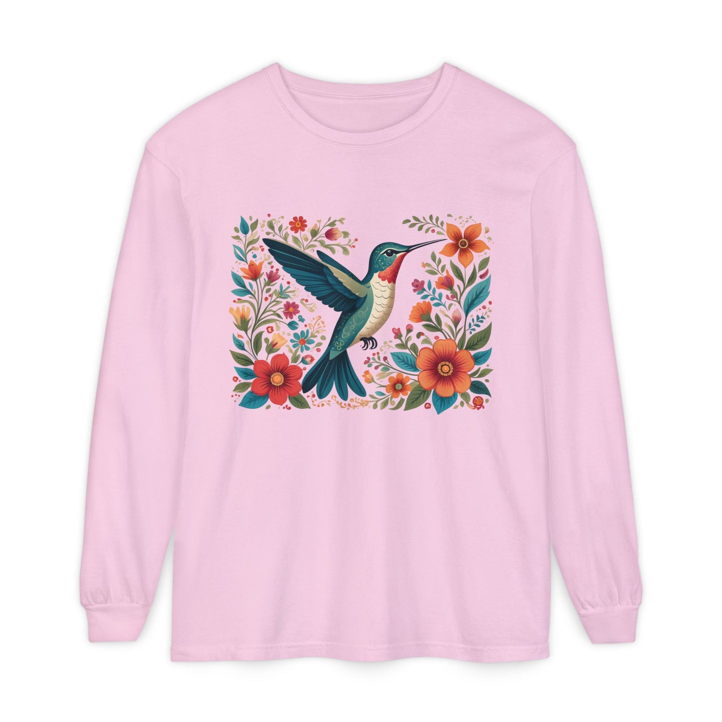 Hummingbird In Bloom Long Sleeve T-Shirt
