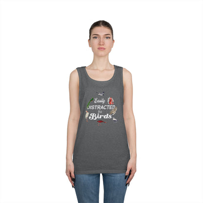 The Nerdy Birder Easily Distracted By Birds Tank Top, Gift for Bird Lovers, Unisex Summer Wear, Nature Lover's Apparel, Fun Casual Tank
