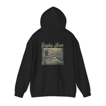 The Nerdy Birder - Eagle Soars Back Design Unisex Hoodie - Cozy Sweatshirt for Nature Lovers