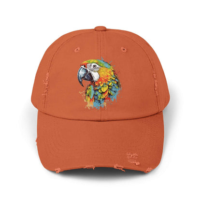 The Nerdy Birder Colorful Parrot Vintage Style Hat - Unisex Distressed Cap