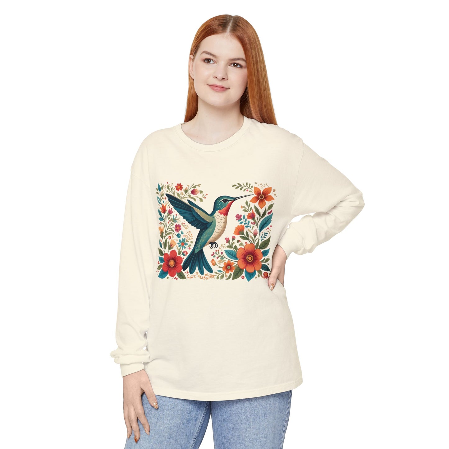 Hummingbird In Bloom Long Sleeve T-Shirt