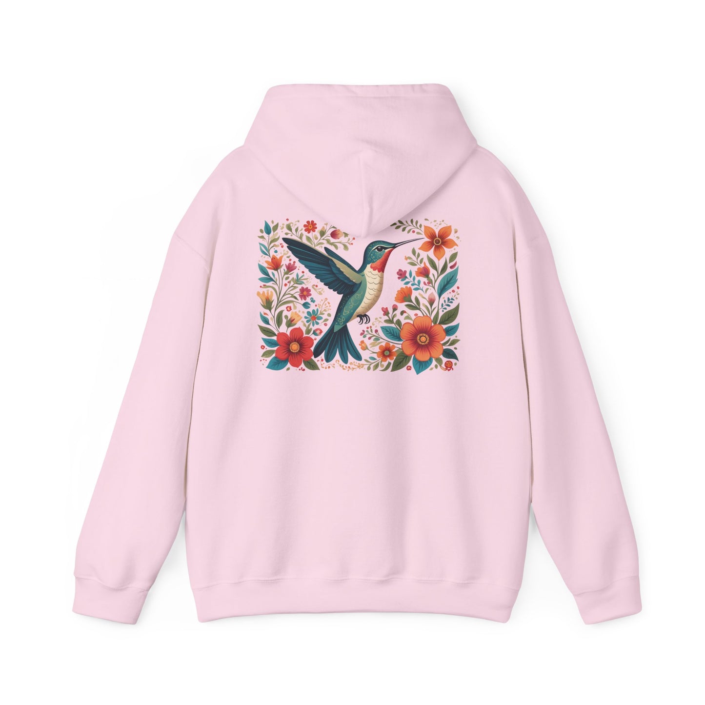Hummingbird in Bloom Hoodie Back Design - Cozy Sweatshirt for Nature Lovers