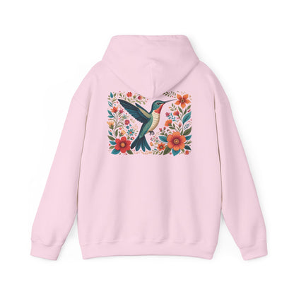 Hummingbird in Bloom Hoodie Back Design - Cozy Sweatshirt for Nature Lovers