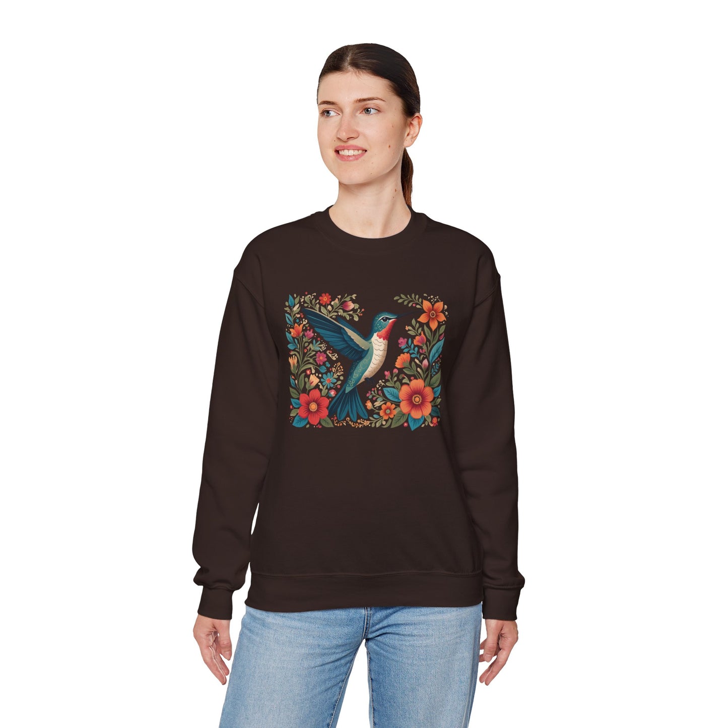 Hummingbird In Bloom Graphic Unisex Crewneck Sweatshirt