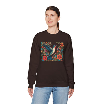 Hummingbird In Bloom Graphic Unisex Crewneck Sweatshirt