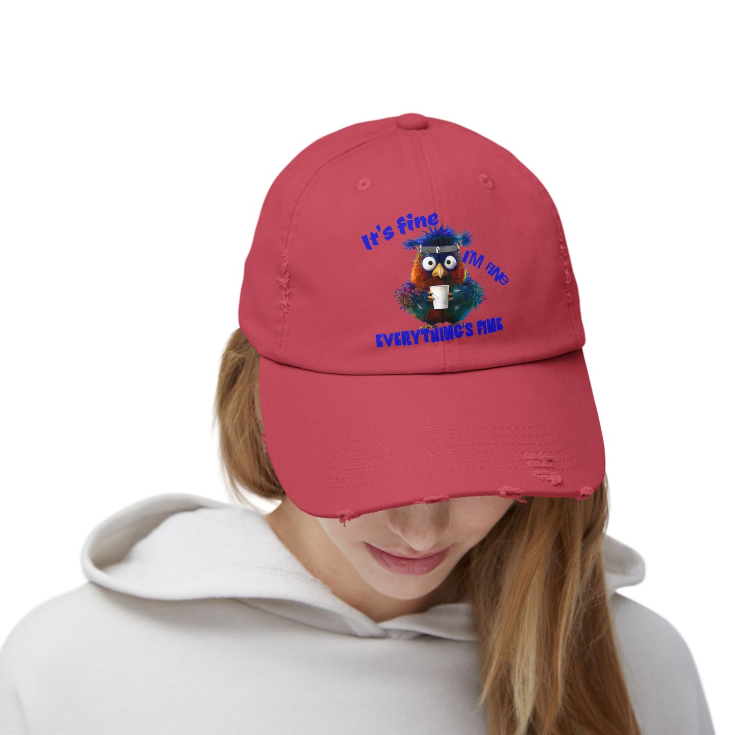 The Nerdy Birder It's Fine Everything's Fine e Vintage Style Hat - Unisex Distressed Cap