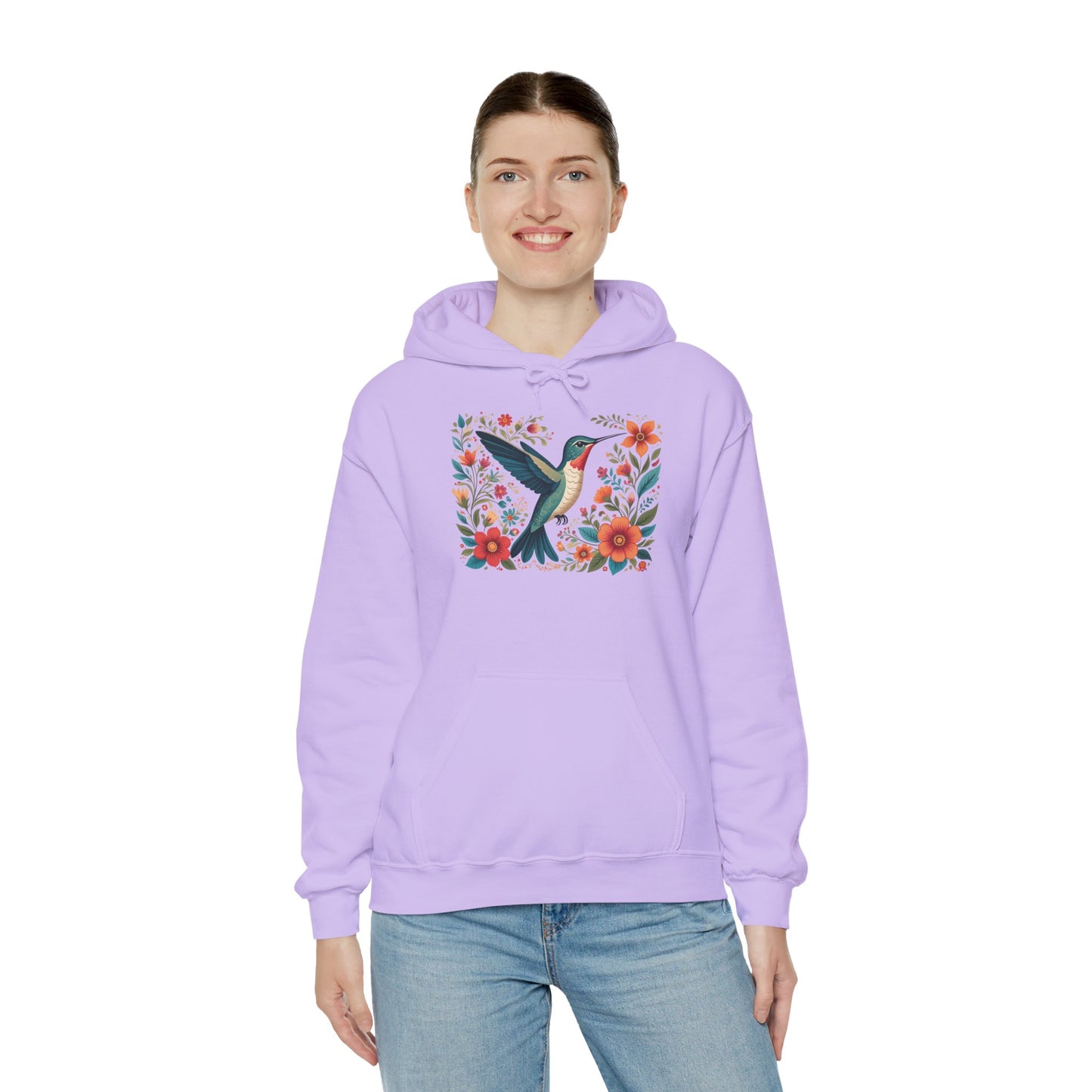 Hummingbird In Bloom Hoodie - Cozy Sweatshirt for Nature Lovers