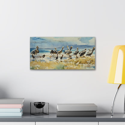 Coastal Pelican Canvas Gallery Wraps - Nautical Wall Art for Beach Lovers