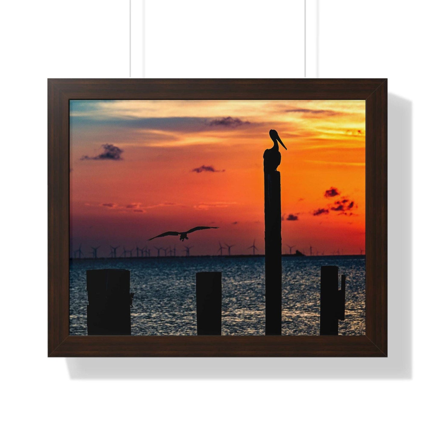 Serene Sunset Framed Horizontal Poster - Coastal Decor for Beach Lovers