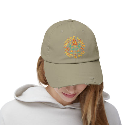 Birding Heals The Mind & Soul Unisex Distressed Cap - - Perfect Gift for Nature Lovers
