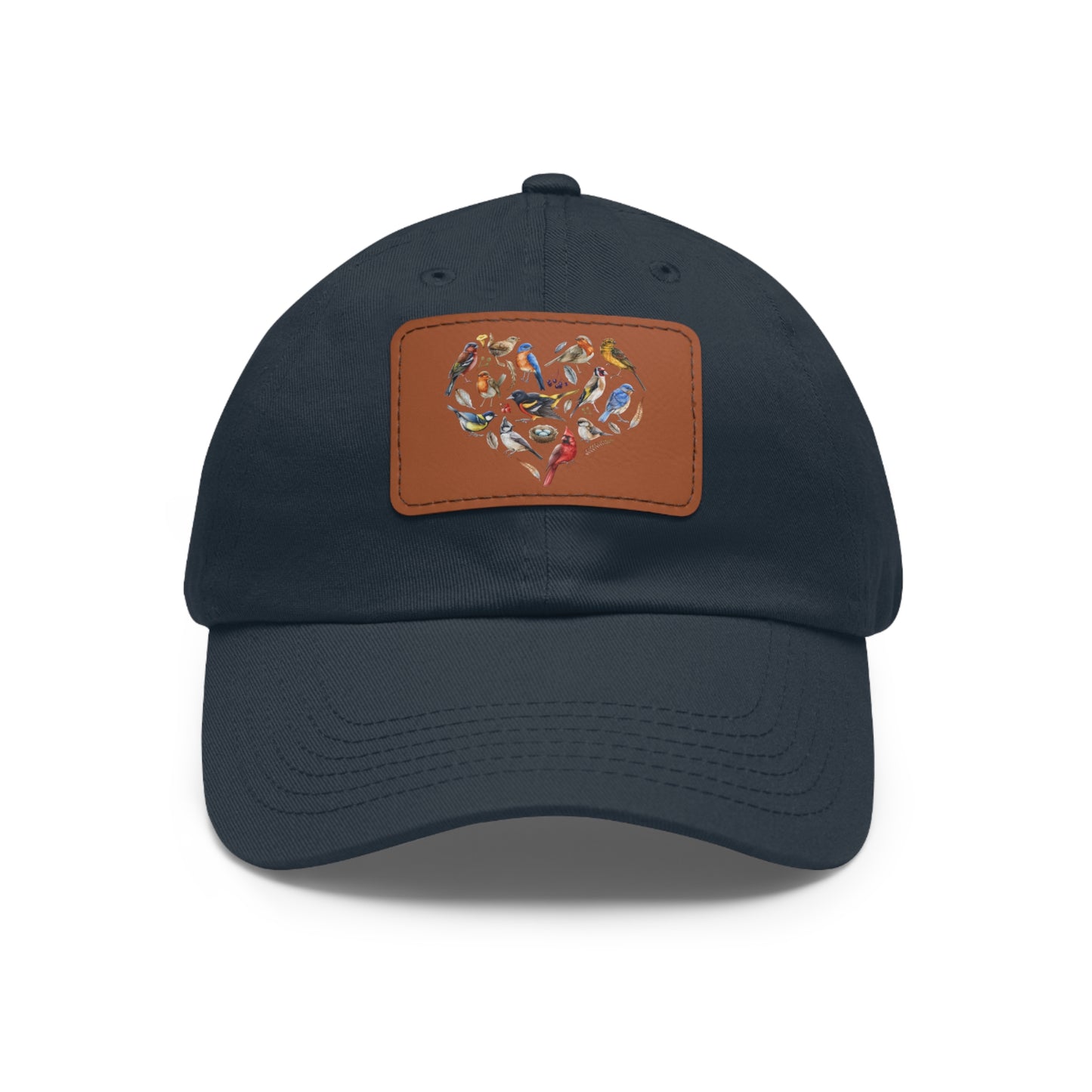 Bird Heart Hat with Leather Patch, Casual Cap for Bird Lovers