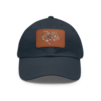 Bird Heart Hat with Leather Patch, Casual Cap for Bird Lovers