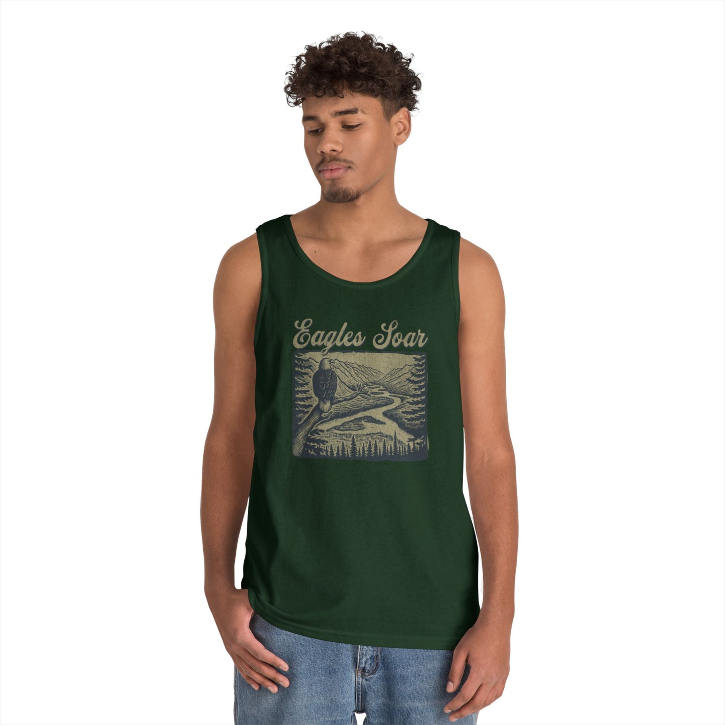 Eagles Soar Unisex Heavy Cotton Tank Top – Outdoor Adventure Wear