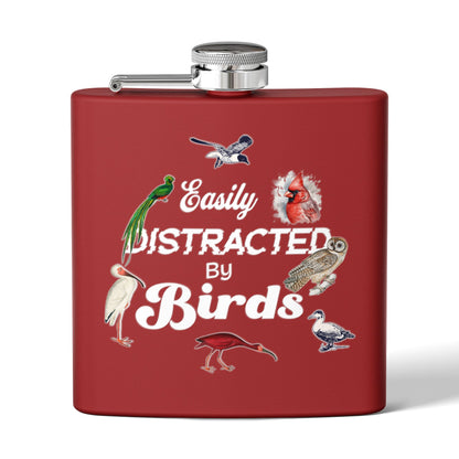 Easily Distracted By Birds Stainless Steel Flask - 6oz