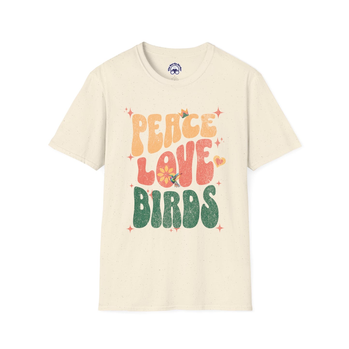 Peace Love Birds Unisex Softstyle T-Shirt - Retro Vibe Tee for Casual Wear