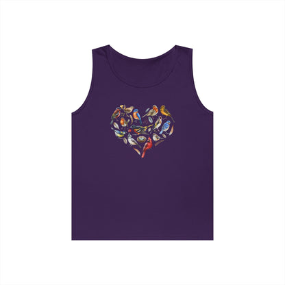 I'm A Nerdy Birder Bird Heart Tank Top, Gift for Bird Lovers, Unisex Summer Wear, Nature Lover's Apparel, Fun Casual Tank