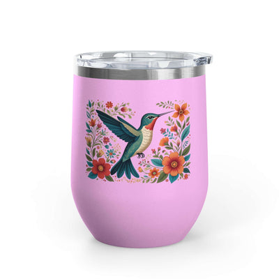 Hummingbird In Bloom Wine Tumbler- 12oz Insulated Cup