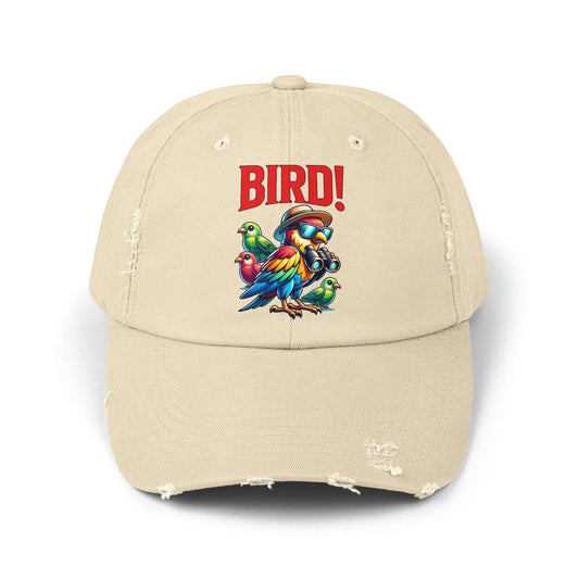 The Nerdy Birder BIRD! Vintage Style Hat - Unisex Distressed Cap
