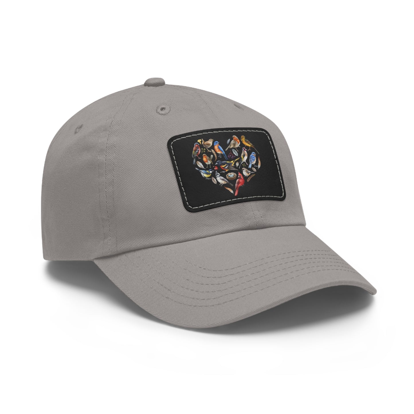 Bird Heart Hat with Leather Patch, Casual Cap for Bird Lovers