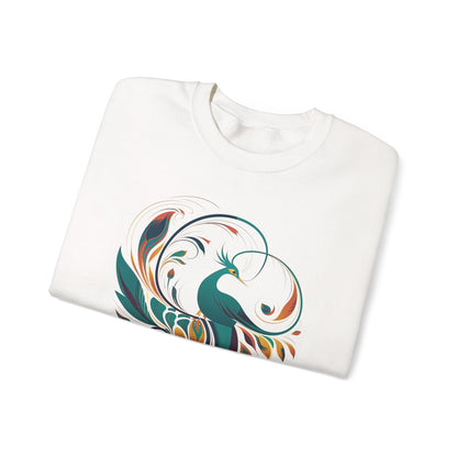 Elegant Peacock Design Unisex Crewneck Sweatshirt