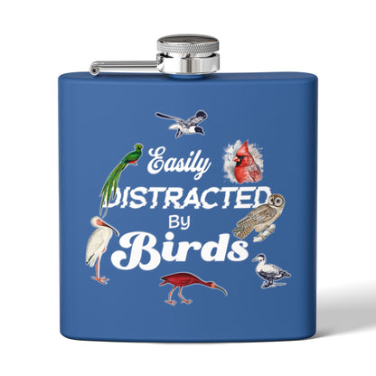 Easily Distracted By Birds Stainless Steel Flask - 6oz