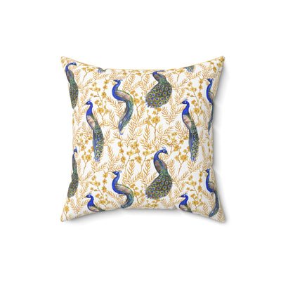 Elegant Peacock Design Square Pillow | Decorative Home Accent