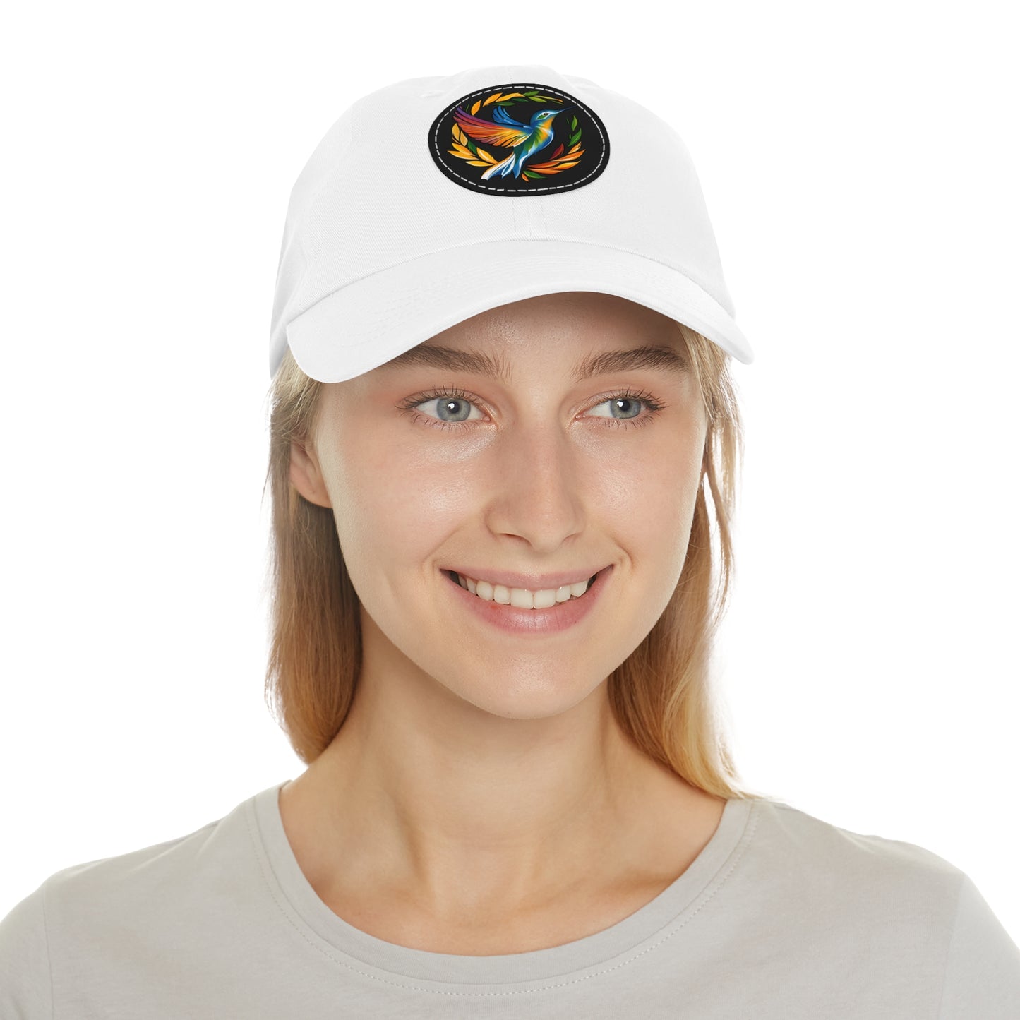 Hummingbird Rainbow Hat Leather Patch Cap