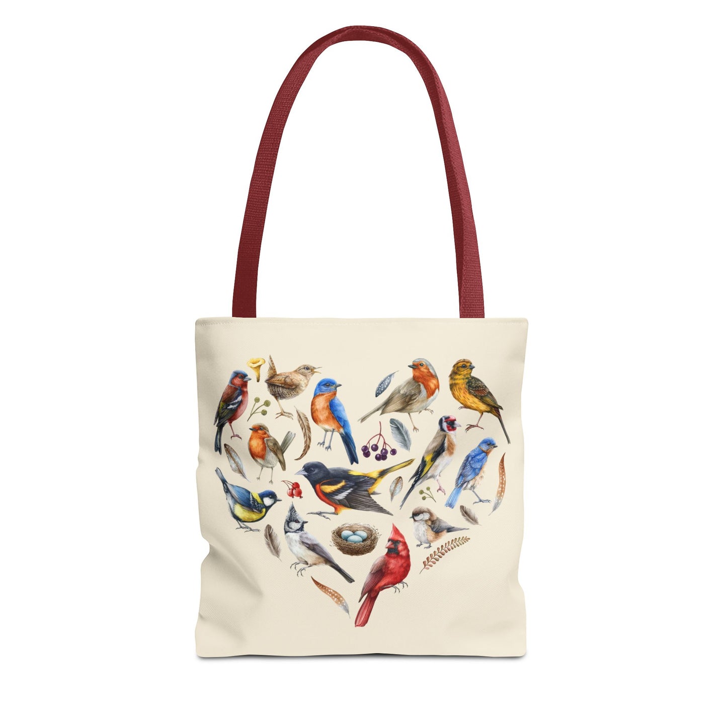 Heart of Birds Tote Bag - Natural color - Heart Design for Nature Enthusiasts