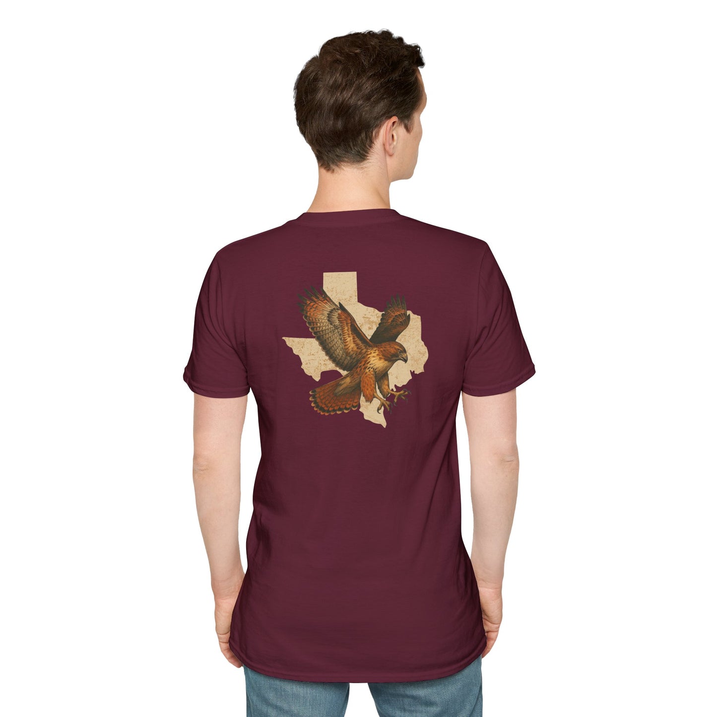 Texas Red-Tailed Hawk on the back of the T-Shirt