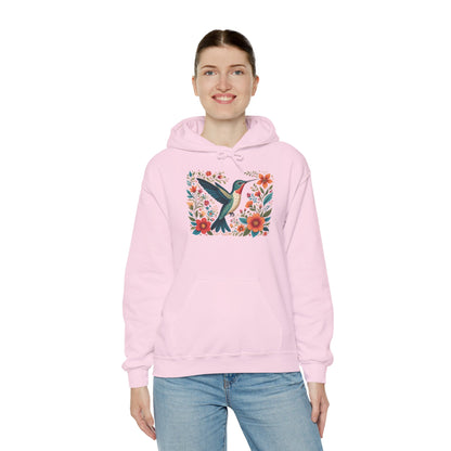 Hummingbird In Bloom Hoodie - Cozy Sweatshirt for Nature Lovers