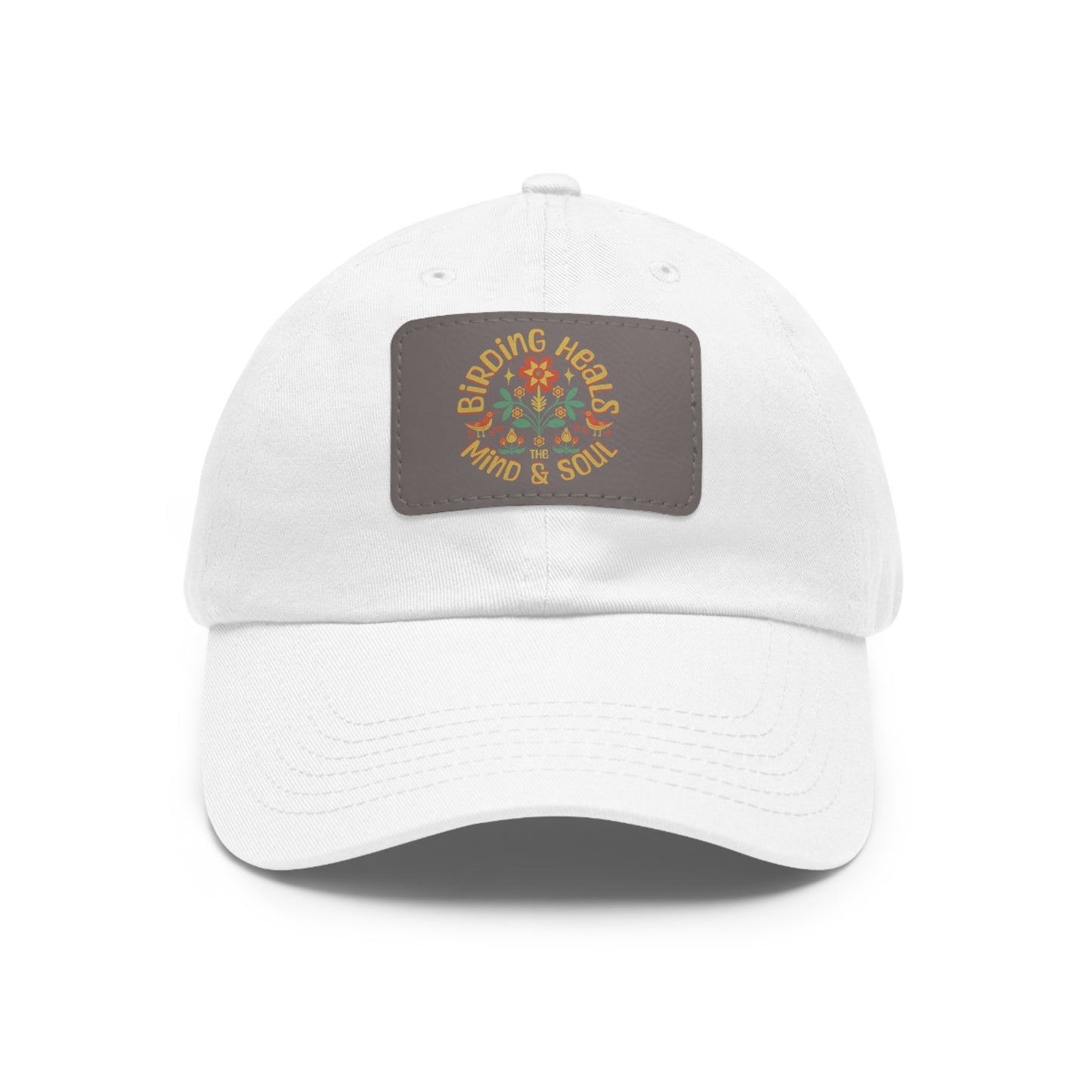 The Nerdy Birder Birding Heals with Leather Patch for Inspired by childhood memories of playful glamour, Stylish Outdoor Cap, Gift for Bird Watching Enthusiasts, Casual Fashion Accessory