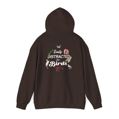 The Nerdy Birder - Easily Distracted by Birds Back Design Unisex Hoodie - Cozy Sweatshirt for Nature Lovers