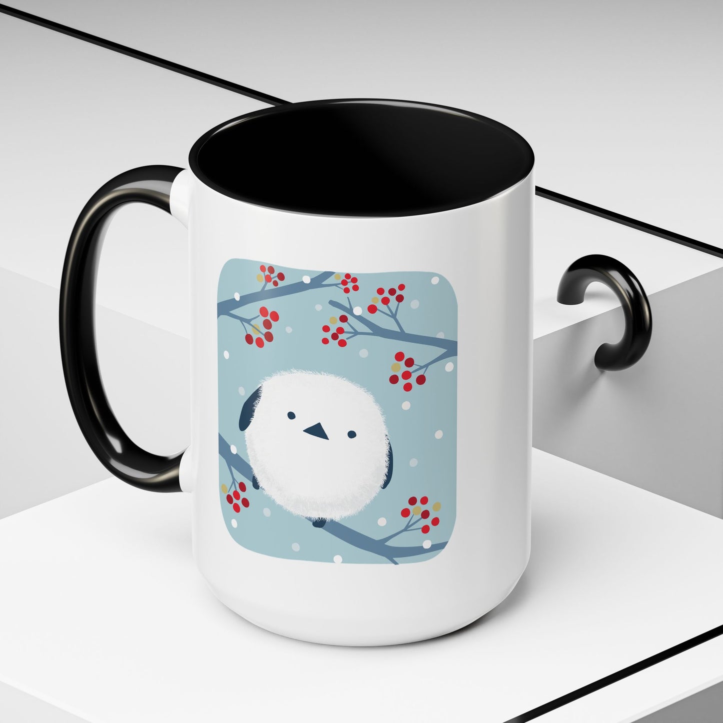 Cute Bird & Cherry Blossom Accent Coffee Mug - 11oz & 15oz