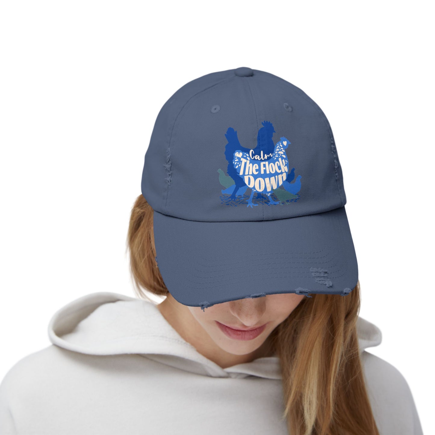 The Nerdy Birder Calm The Flock Down Vintage Style Hat - Unisex Distressed Cap