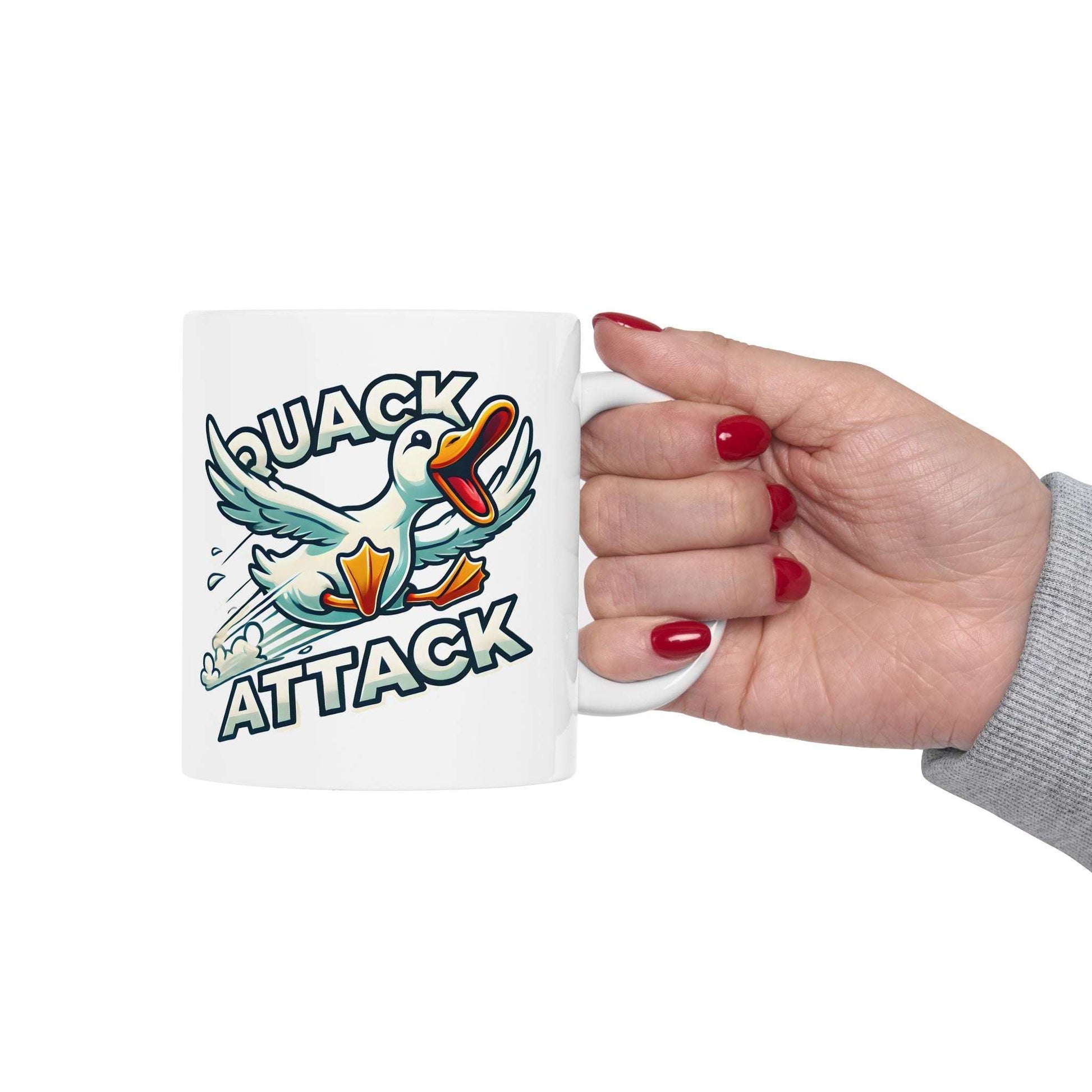 Mug - Quack Attack Duck Design Ceramic Cup (11oz, 15oz)
