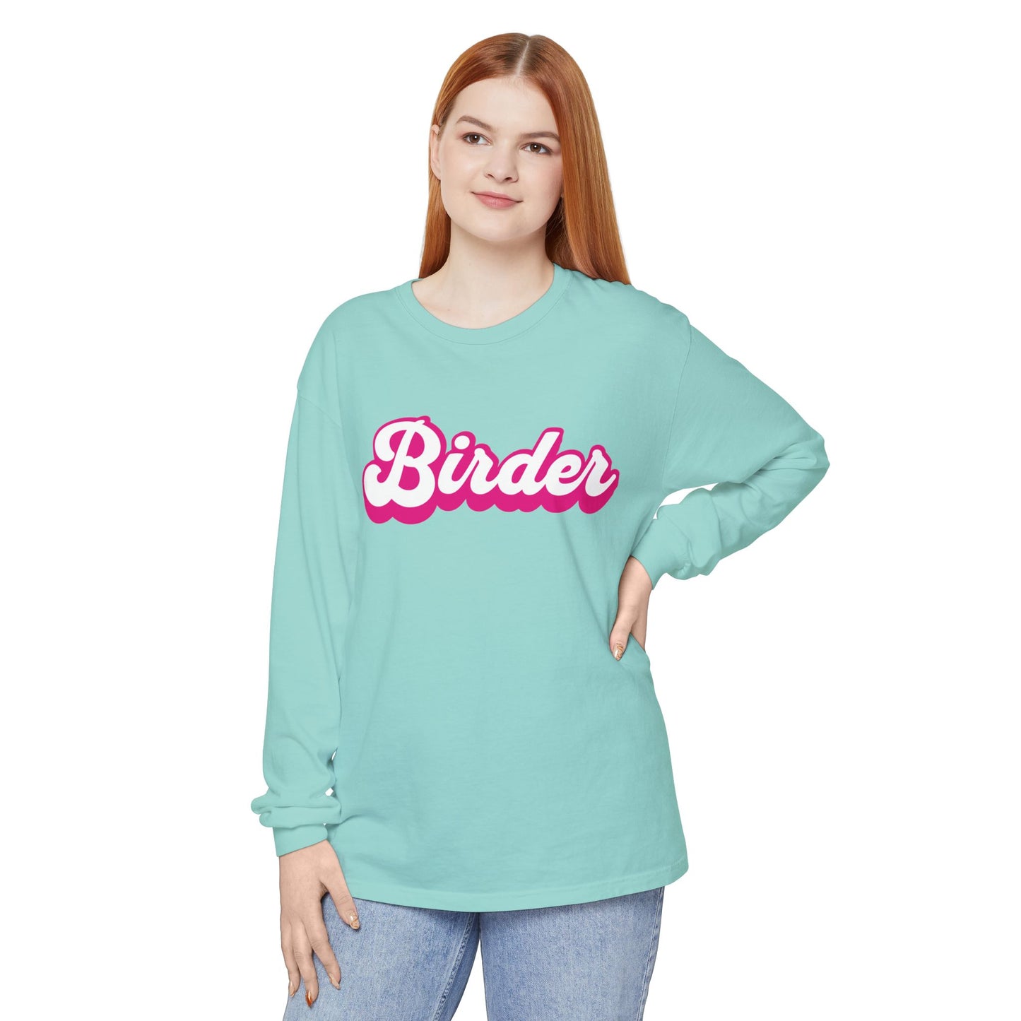 Pink Birder Unisex Garment-dyed Long Sleeve T-Shirt