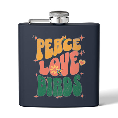 Peace Love Birds Stainless Steel Flask - 6oz