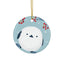 Winter Snow Bird & Cherry Blossom Accent Ceramic Ornament - Festive Holiday Decor