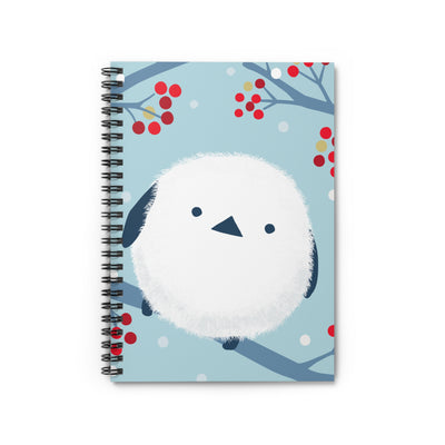Winter Snow Bird & Cherry Blossom Accent Themed Spiral Notebook - Adorable Owl Design