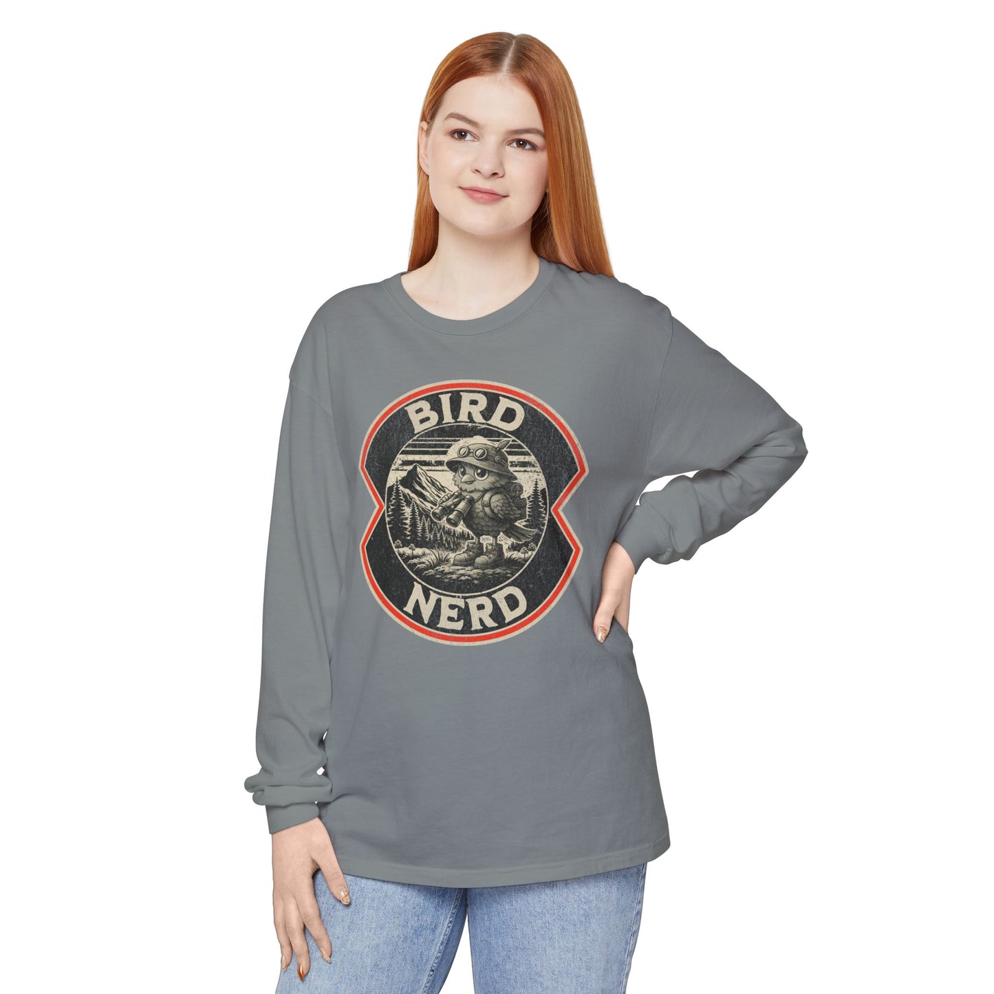 Bird Nerd Retro Long Sleeve Tee