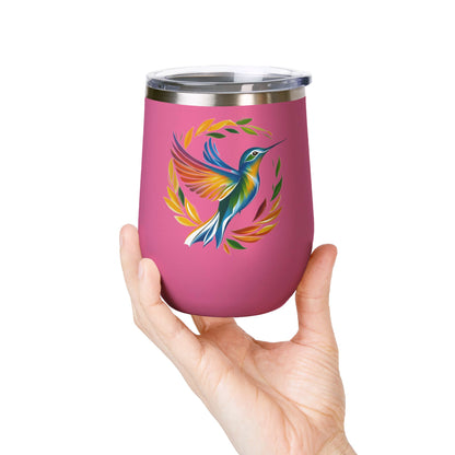 Hummingbird Rainbow Wine Tumbler- 12oz Insulated Cup