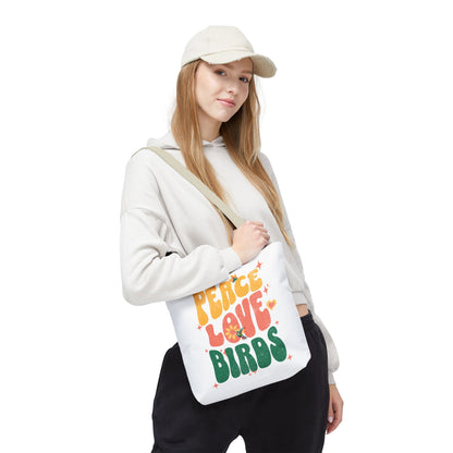Peace Love Birds Tote Bag – Eco-Friendly Canvas Bag for Nature Lovers