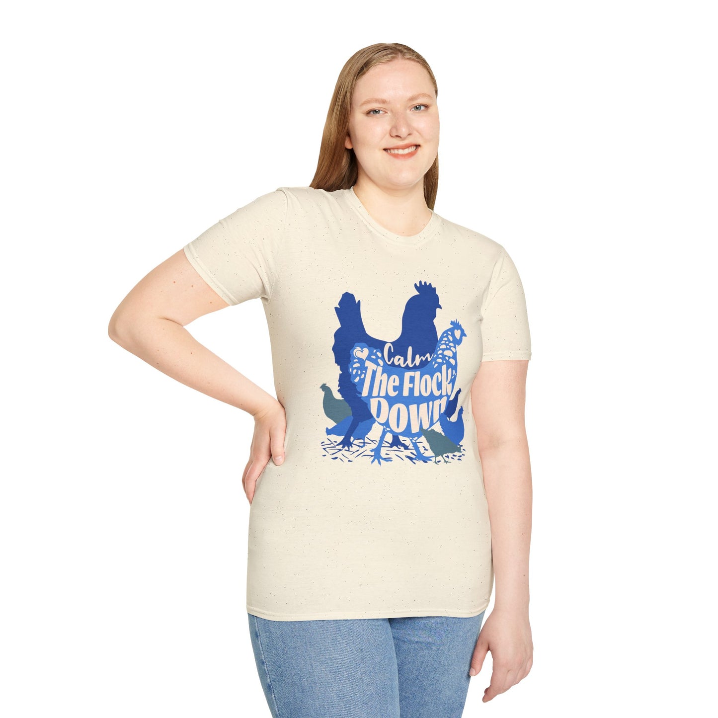 Calm The Flock Down Unisex Softstyle T-Shirt - Retro Vibe Tee for Casual Wear