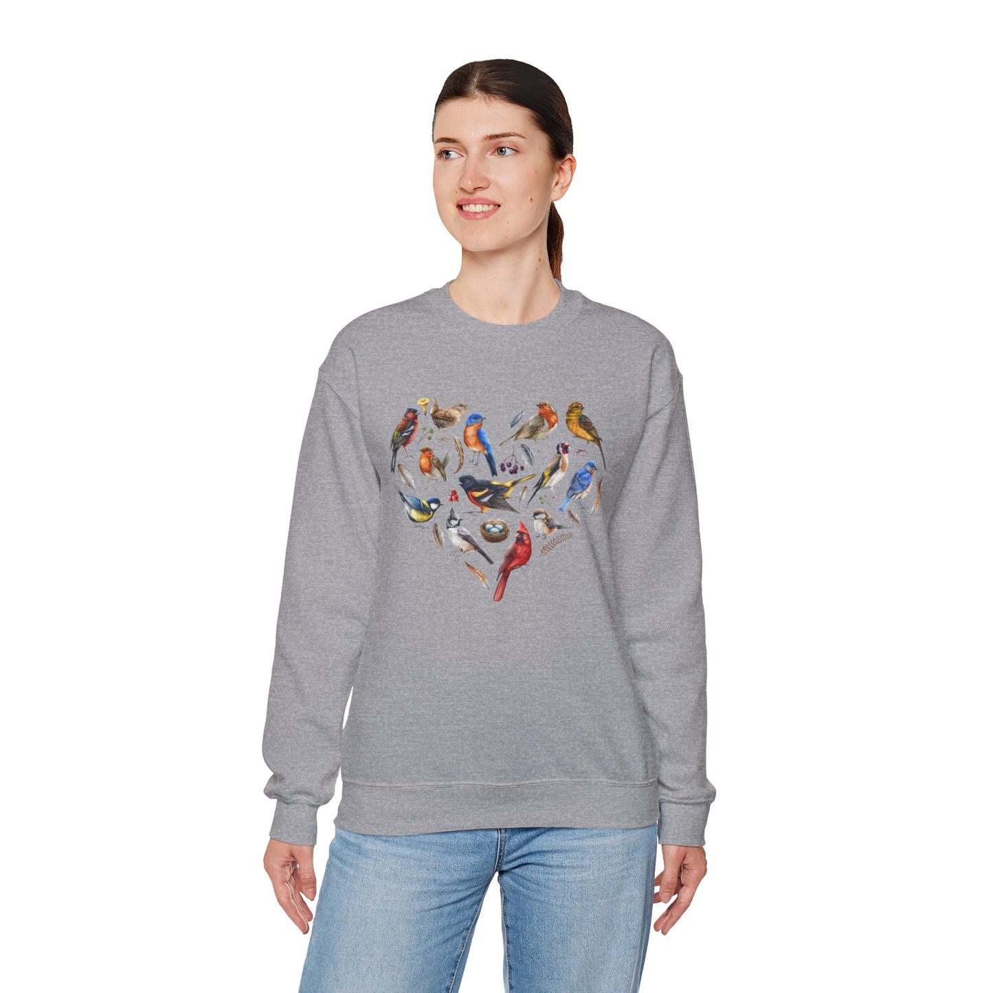 Bird Heart Graphic Unisex Crewneck Sweatshirt