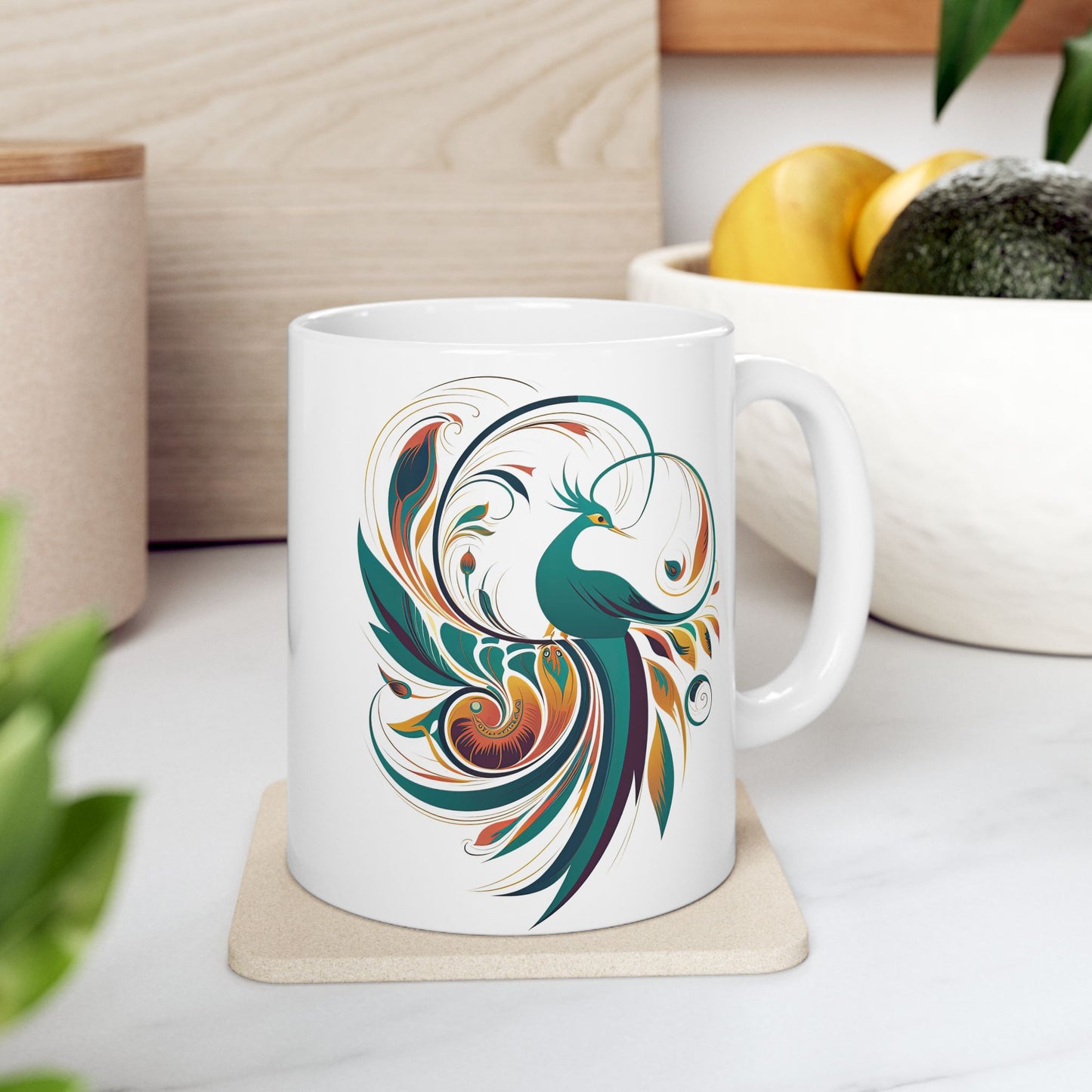 Elegant Peacock Mug Ceramic Mug