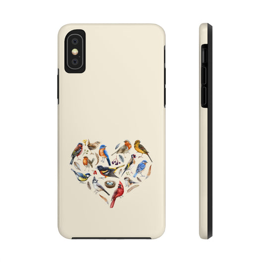 Bird Heart Tough Phone Cases - Cute Wildlife Design, Gift for Nature Enthusiasts, Durable Cases for Birdwatching