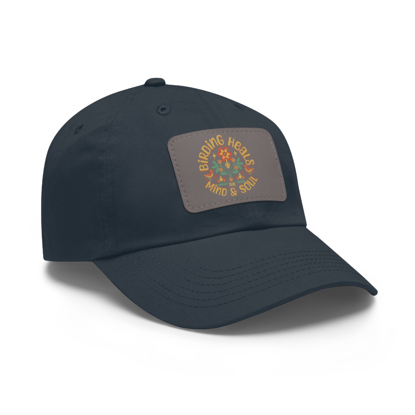 The Nerdy Birder Birding Heals with Leather Patch for Inspired by childhood memories of playful glamour, Stylish Outdoor Cap, Gift for Bird Watching Enthusiasts, Casual Fashion Accessory