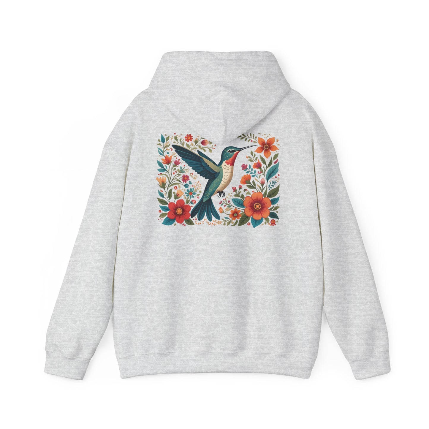 Hummingbird in Bloom Hoodie Back Design - Cozy Sweatshirt for Nature Lovers